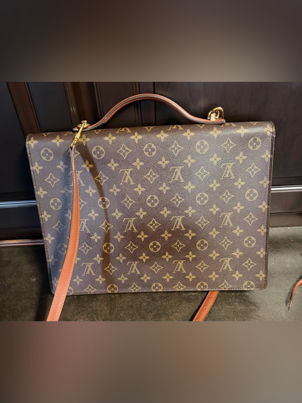 Authentic Louis Vuitton Vintage Monogram Porte Documents Bandouliere Briefcase - Picture 3 of 8